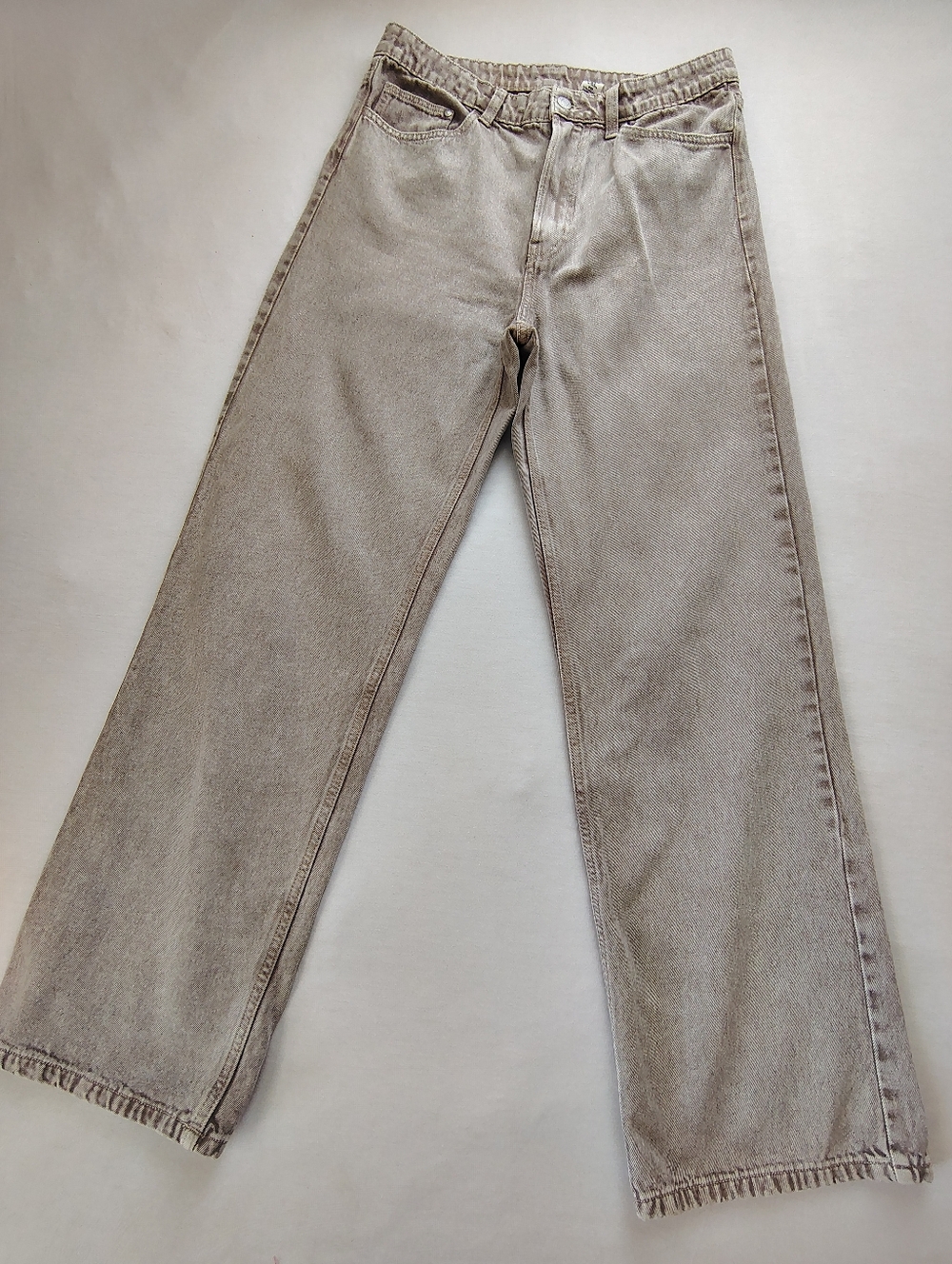 & Denim's Relaxed Wide Jeans in Light Taupe Size 10